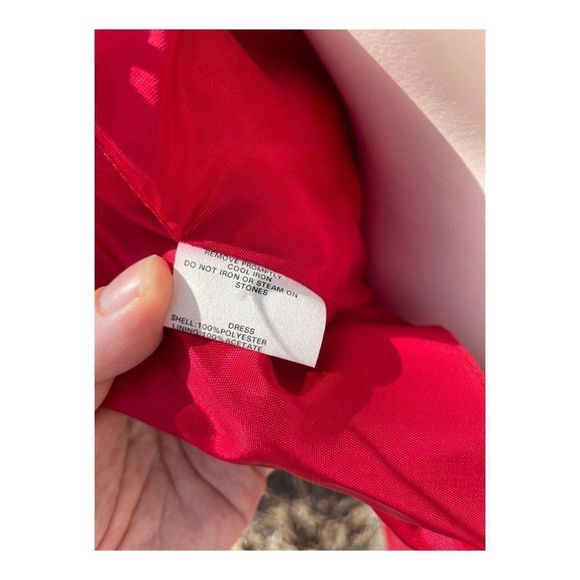 Vintage 90s Jessica McClintock for Gunne Sax Strapless Formal Maxi Dress Red Bea - Picture 4 of 16